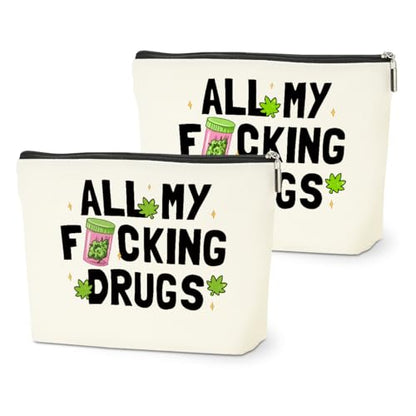 2 PCs Weed Gifts Funny Gifts Makeup Bag Marijuana Gifts Cosmetic Bag - color: Multicolor 0005