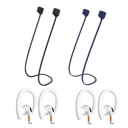Magnetic Anti-Lost Straps Compatible with AirPods 1st to 4th Generation and AirPods Pro 1st to 4th Generation, with 2 Additional Pairs of Ear Hooks (Black Deep Blue) - color: Black Deep Blue