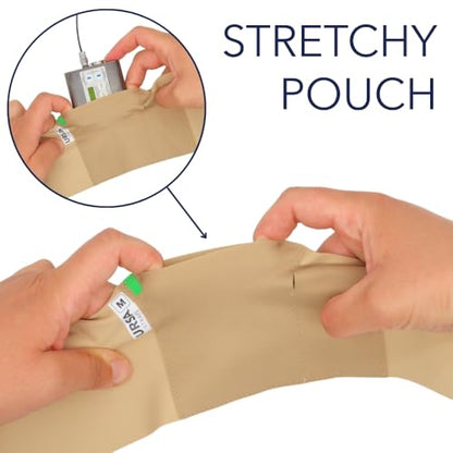 URSA Waist Strap - XL Waist (Beige) | Ultra Slim, Breathable & Stretchy Microphone Transmitter Straps, Compatible with Most Transmitter/Receivers - color: Beige, size: XL Waist - Big Pouch