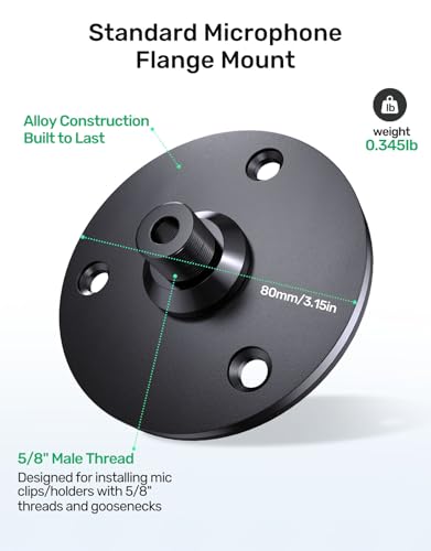 Podium Flange Mic Mount with Pad, 5/8 Thread, For Table/Wall, Sturdy Metal - size: 1 PC