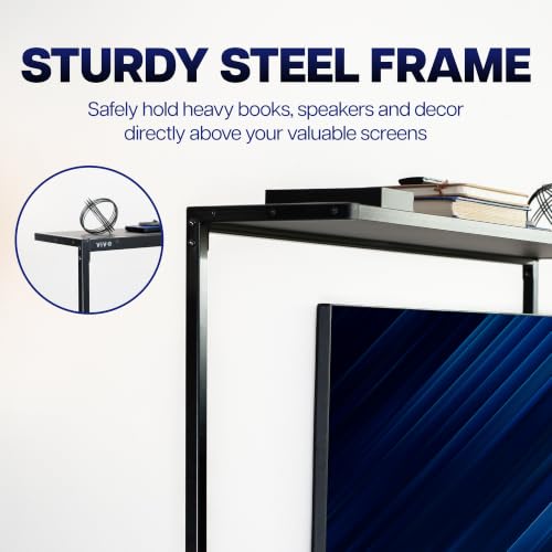 VIVO Large 38 inch Clamp-on Overhead Desk Shelf Mount, Raised Desktop Organizer, Elevated Workstation Accessory Platform, Black, DESK-SHELF38-B