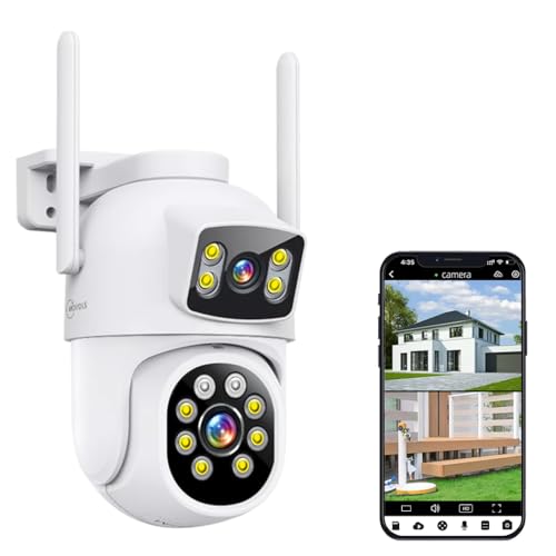 MOVOLS Wireless Security Camera 5G/2.4G WiFi 4MP Dual Lens Camera,2K HD PTZ Dome Cameras with Color Night Version, Motion Detection - style: Dual Lens Cameras White