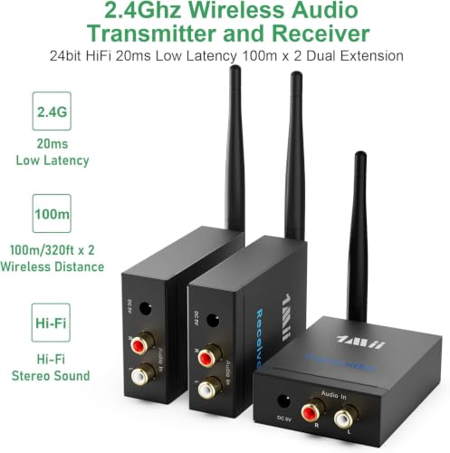 1Mii 2.4GHz (1 TX + 2 RX) Wireless Audio Transmitter and Receiver Set - size: 3 in 1