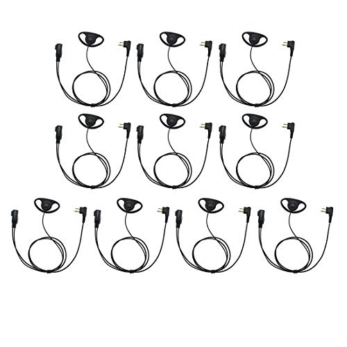 D Shape Clip-Ear Headset Earpiece PTT with Mic Compatible with Motorola Two-Way Radio CLS1410 RMM2050 GP300 CP200 PR400 CLS1110 (10 Pcs) - size: 10 Pcs