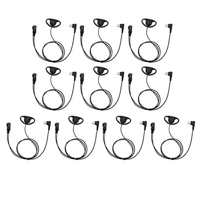 D Shape Clip-Ear Headset Earpiece PTT with Mic Compatible with Motorola Two-Way Radio CLS1410 RMM2050 GP300 CP200 PR400 CLS1110 (10 Pcs) - size: 10 Pcs