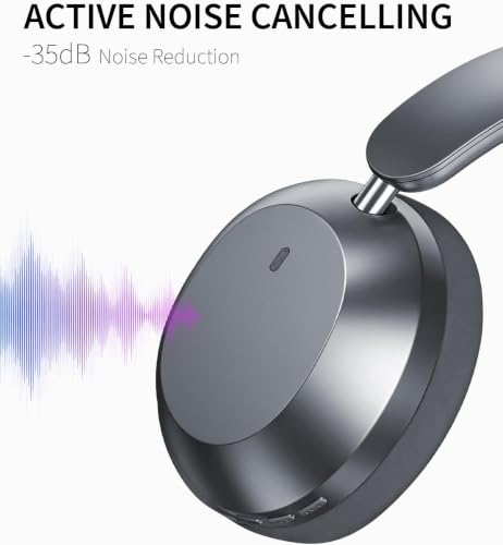 Wentronic Y04 Bluetooth Headphones Active Noise Cancelling Wireless Over Ear Headphones Foldable High Sound Quality Headphones with Soft Ear Cushion for Travel - Grey - color: Grey