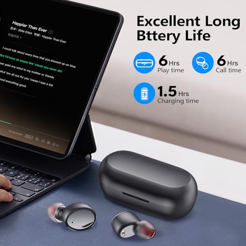 kurdene Wireless Earbuds Bluetooth 5.3 Light Weight in Ear Headphones | Premium Sound Bass Ear buds with Charging Case,Touch Control,Built in Mics Headset,Clear Calls for Sports Glossy Black - color: Glossy Black