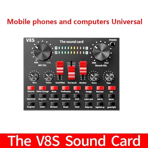 LIAMOS Clear External Sound Card V8s Mobile Phone Microphone Sound Card Sound Card for Mobile Computer AUD-io Interface,Strong Compatibility