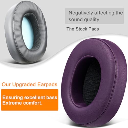 SOULWIT Replacement Earpads for Skullcandy Hesh 3/ANC/Evo & Crusher Wireless/540/ANC/Evo & Venue ANC Over-Ear Headphones, Ear Pads Cushions with Protein Leather, Noise Isolation Foam - Dark Purple - color: Dark Purple