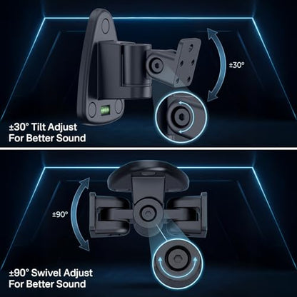 Adjustable Speaker Wall Mounts Pair for Samsung HW-Q990H/Q990F/Q930F/Q990D/Q930D/Q900D/Q990C, Heavy Duty Wall Brackets for SWA-9500S/9250S/9200S Samsung Rear Speaker Mounts WR Keyhole&Thread Hole