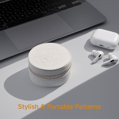 Earbud Case Leather Storage Box Earbud Protective Carrying Case - White