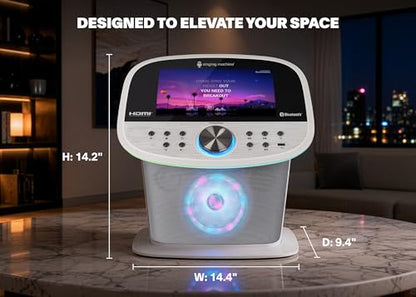 Singing Machine Karaoke Machine Screen, WiFi, Music Apps, 2 Microphones | Portable Karaoke Machine/Speaker for Adults & Kids, Ideal for House Parties, Compatible with YouTube & Spotify - color: white