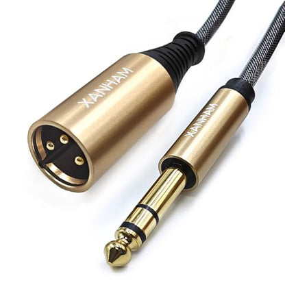 XLR Male to 1/4 Inch(6.35mm) Male 6.6 Feet/2 Meter TRS Balanced Cable XLR to Quarter Inch Jack Patch Cord for Speaker and Microphone - size: 2 m