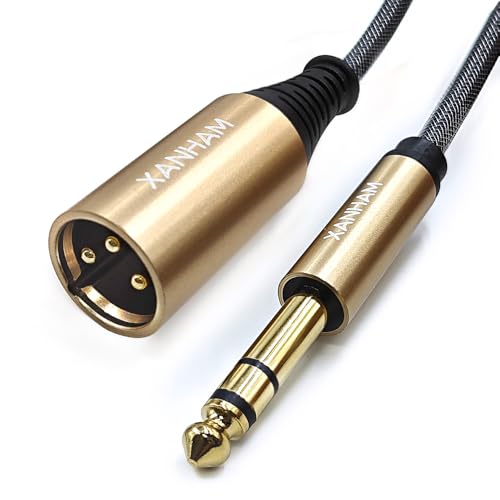XLR Male to 1/4 Inch(6.35mm) Male 16 Feet/5 Meter TRS Balanced Cable XLR to Quarter Inch Jack Patch Cord for Speaker and Microphone - size: 5 m