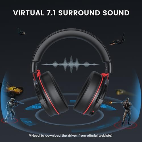 EKSA E900 Pro USB Gaming Headset for PC - Computer Headset with Detachable Noise Cancelling Mic, 7.1 Surround Sound, 50MM Driver - Headphones with Microphone for PS4/PS5, Xbox One, Laptop, Office | Computer Headset with Detachable Noise Cancelling Mic, He