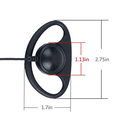 D-Ring 2 Pin Walkie Talkie Earpiece/Headset with Mic Compatible with Retevis RT21 RT22 Baofeng UV-5R Two Way Radio (Kenwood) - color: Kenwood