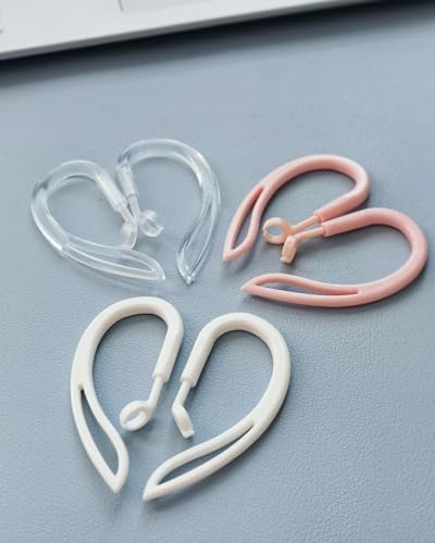 3 Pairs Ear Hooks for AirPods Pro 3 (2025) AirPods Pro 2/1 AirPods 3/2/1 [360° Rotatable Multi-Dimensional Adjustable] Silicone Soft Anti-Slip Sports Clamp (Transparent & Pink & White) - color: Transparent & Pink & White