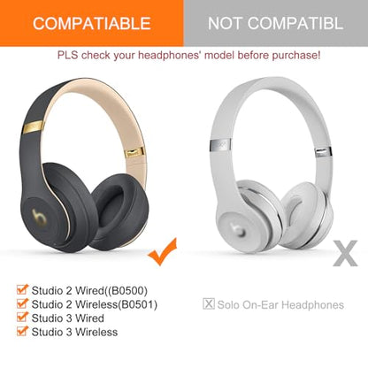 GEVO Replacement Ear Pads for Beats Studio 2 & 3 Headphones Ear Cushions - color: Dark Gray