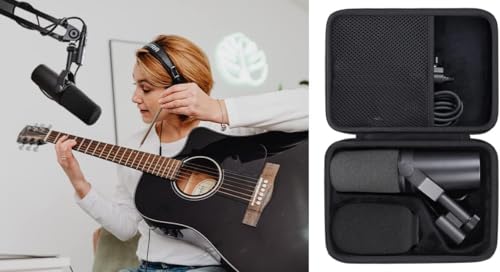 Aenllosi Hard Case for Shure SM7B/MV7/SM7dB Vocal Dynamic Microphone, Black | EVA case construction, Water-resistant design, Impact-resistant design, Case only - size: Shure SM7B/MV7