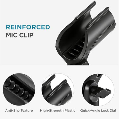 InnoGear Microphone Clip Mic Holder for Stand Adjustable Angle | with 3/8" to 5/8" Adapter, for HyperX SoloCast, HyperX QuadCast S, Blue Yeti, Shure SM58 and Other Mics