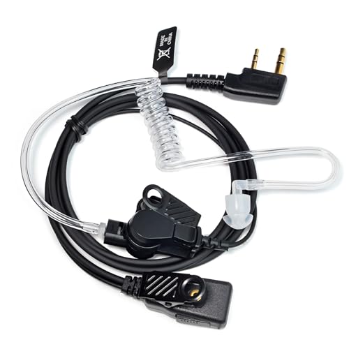HYS Law Enforcement Ear piece for Radio with Mic, Surveillance Covert Acoustic Tube Headset with Mic for 2 Pin Kenwood Baofeng Two Way Radio
