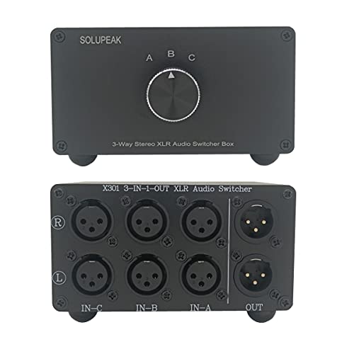 X301 3-Way XLR Stereo Audio Switcher Selector Switch Box Passive | 3 IN 1 OUT you sw between 3 XLR audio sources in avoiding frequent cable changes，Bi-Direction passive NO power plug and play - color: 3-IN-1-OUT