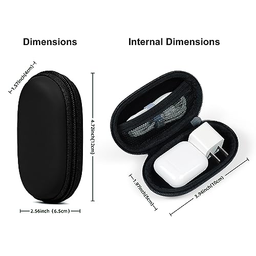 EVA Ellipsoid Wired Earbud Case Headphone Storage Bag in-Ear Monitor Earphone Carrying Case Waterproof Portable Earbuds Case for Beats Flex Raycon (Black)