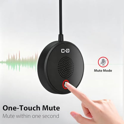 USB Conference Microphone for PC & Mobile Device, AI Noise Reduction | Plug-n-Play, One-Touch Mute, Omnidirectional Condenser Mic, for Video Conference/Online Class/Streaming/Zoom/Skype/Teams