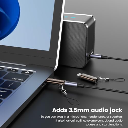 MOSWAG USB C to 3.5mm Audio Headphone Adapter, Typc C to 3.5mm Aux Adapter Zinc Alloy Adapter Compatible with Samsung GalaxyS23 S22 S21 S20 S10 Plus, Ultra S21+, Pixel 7/6, Pad Pro 6 | Hi-Fi Audio Converter and Microphone in Zinc Alloy High Resolution Com