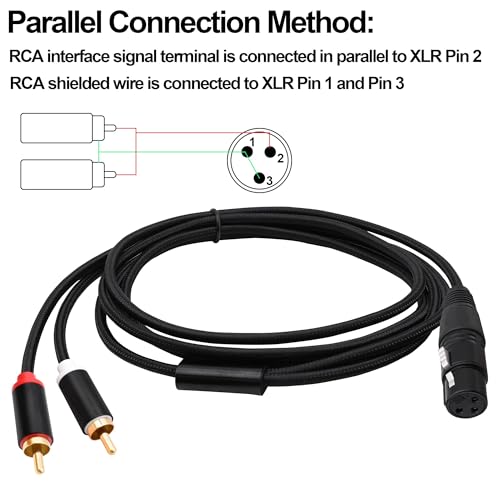 XLR to 2 RCA Splitter Cable Patch Audio Connector 2M - style: Female