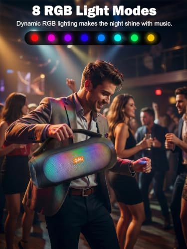 Portable Bluetooth Speaker, 125W Peak, Loud Sound, IPX6 Waterproof | Bluetooth 5.3, 3 EQ Modes, TWS, Power Bank, speakers bluetooth wireless with Lights for Home, Beach, Camping & Tailgating