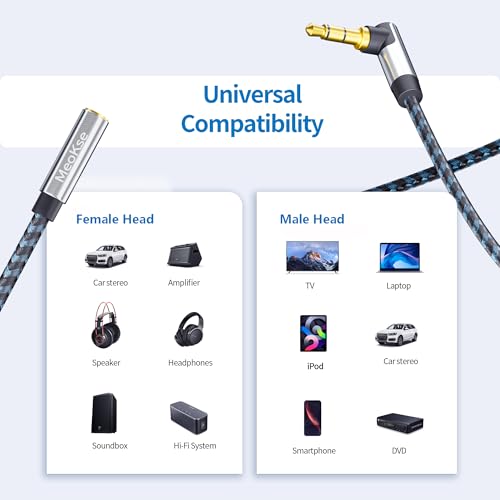 Meokse Headphone Extension Cable 3FT,3.5mm Male to Female Audio Cable,AUX Extension Cable 3.5mm Aux Jack Audio Extension Cable,3.5 mm Nylon Braided Extension for car Smartphones,Tablets,Media Players - size: 3FT/1M