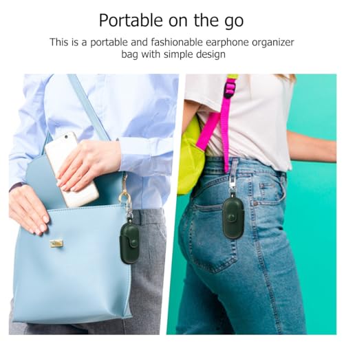 PRETYZOOM Waterproof Earphone Case for 3i Model, Dust-Proof Portable Earphone Holder with Anti-Lost Protection, Dark Green Storage Pouch for Travel and Camping