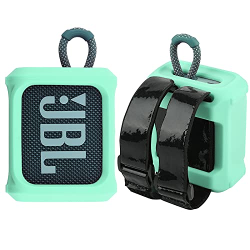 Silicone Case for JBL Go 3 Portable Speaker with Removable Strap for Bike Golf Cart Travel Carrying Case Protective Sleeve Speaker Cover(Mint Green) - color: Teal