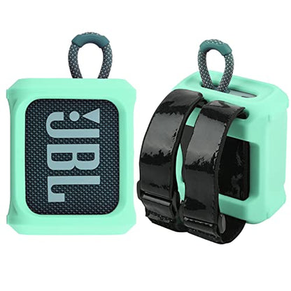 Silicone Case for JBL Go 3 Portable Speaker with Removable Strap for Bike Golf Cart Travel Carrying Case Protective Sleeve Speaker Cover(Mint Green) - color: Teal
