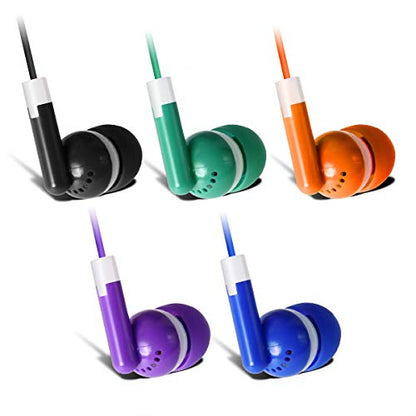 Keewonda Bulk Earbuds 50 Pack for Classroom Wholesale Earbuds Headphones Wired Stereo Earphones Multi Color for Kids Toddlers Teen at School Library Room Homeschool Online Teaching - color: 50 pack Multi
