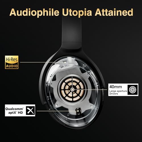Bluetooth Headphones, Premium Active Noise Cancelling Wireless Headphones Over Ear, 50H Playtime, Hi-Res Audio, Deep Bass, Memory Foam Ear Cups for Travel, Home Office | Hi-Res, cVc 8.0 Noise Canceling Mics, ANC, Deep Bass, 3.5mm Cable, Foldable Carry Cas