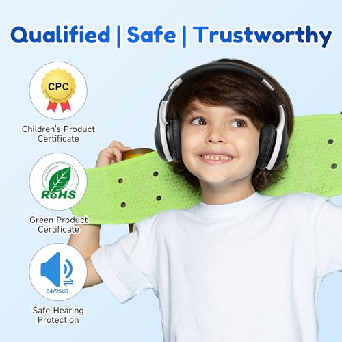 EarFun K2 Kids Bluetooth Headphones for School, Kids Headphones with Mic - color: Dark Black