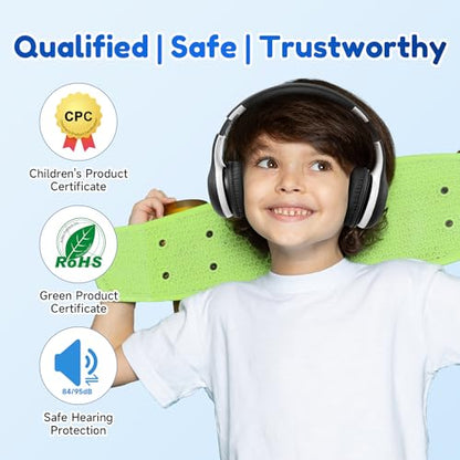 EarFun K2 Kids Bluetooth Headphones for School, Kids Headphones with Mic - color: Dark Black