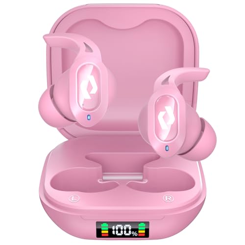 Wireless Ear buds Bluetooth Earbuds Stereo Bass Built in Mic Headphones LED | Power Display Waterproof Wireless Charging Case 64H Playback for iPhone Android Phones Computer Sports Gaming Workout Running - color: Pink