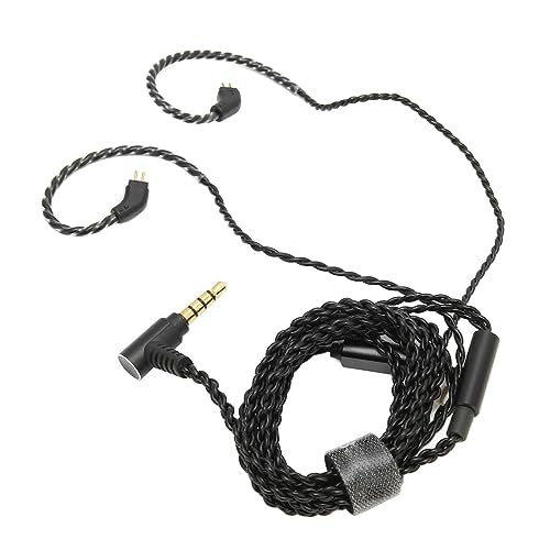 FILFEEL 0.78mm 2 Pin Earbuds Upgrade Cable with HD Mic, 3.5mm Right Angle Plug Replacement Wire for in-Ear Monitors, Enhanced Bass & Clear Calls,