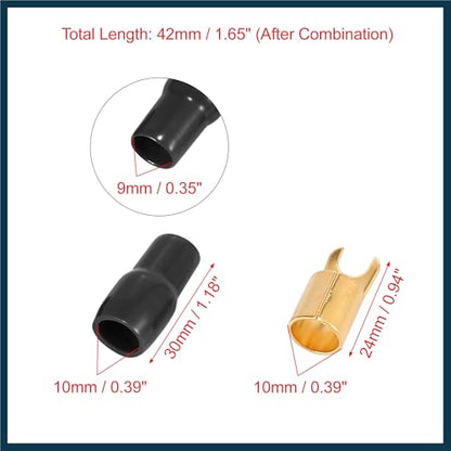 2 Pair Car Auto 4 Gauge Strip Spade Terminal Adapter U Type Crimp Terminal Connector for Speaker Wire Cable Black Red Automotive Parts