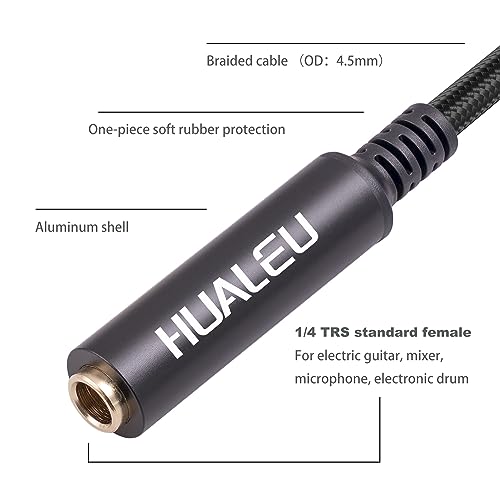1FT 1/4" Female to 1/8" Male Right Angle Stereo Audio Adapter TRS 6.35 (1/4 inch) Female to 3.5 (1/8 inch) Male Adapter Cable for Amplifier, Guitar, Headphone, Laptop, Phone - size: 1Feet