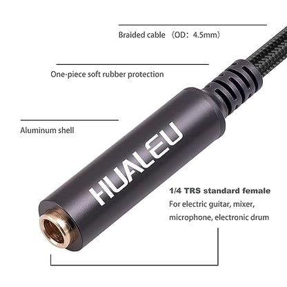 1FT 1/4" Female to 1/8" Male Right Angle Stereo Audio Adapter TRS 6.35 (1/4 inch) Female to 3.5 (1/8 inch) Male Adapter Cable for Amplifier, Guitar, Headphone, Laptop, Phone - size: 1Feet