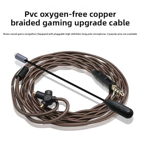Jectse IEM Cable with Detachable Mic, 2 Pin 0.78mm Upgrade Cable OFC Gold Plated 3.5mm Plug, with Detachable Microphone, for QDC UE TRN CCA Headphones