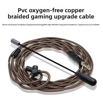 Jectse IEM Cable with Detachable Mic, 2 Pin 0.78mm Upgrade Cable OFC Gold Plated 3.5mm Plug, with Detachable Microphone, for QDC UE TRN CCA Headphones