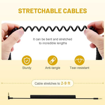 Solo3 Cord Coiled Audio Cable Replacement Compatible with Dre Beats Solo3 Solo4 Studio3 Wireless Noise Cancelling Headphones, 3.5mm(1/8") Extension Wire for iPhone PS5 Xbox One