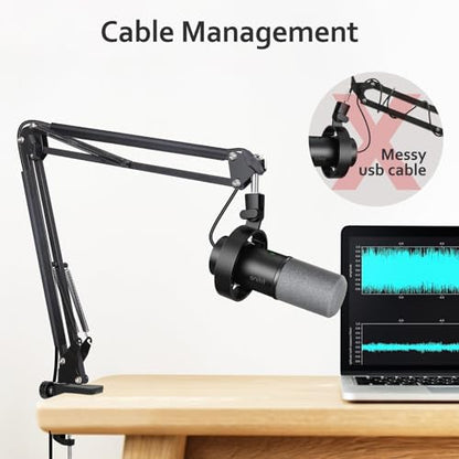 For Fifine K688 Boom Arm - Adjustable Microphone Arm with Cable Management, Mic Arm with 3/8'' to 5/8'' Adapter Compatible with Most Microphone - color: Fifine K688 boom arm