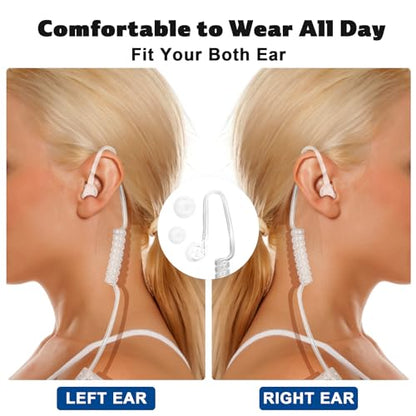 Wireless Headset with Clear Acoustic Tube Earpiece and 2 Pin Dongle,Walkie Talkie Headset with PTT Microphone for BaoFeng Kenwood Btech Radios & More(Not Compatible with Motorola/Midland)