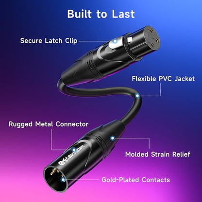 Cable Matters 2-Pack 5 Pin to 3 Pin DMX Lighting Cable, 6 Inches | 5Pin Male to 3Pin Female XLR/DMX Adapter Cable, Black